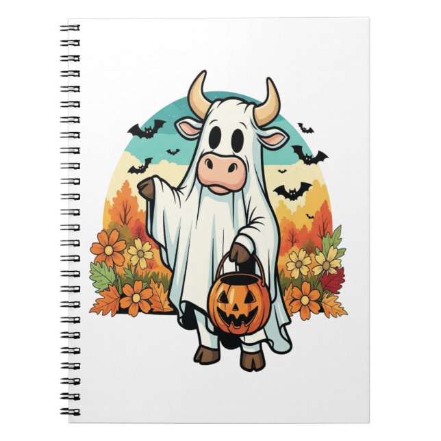 Funny Halloween Ghost Cow Notizblock (Vorderseite)
