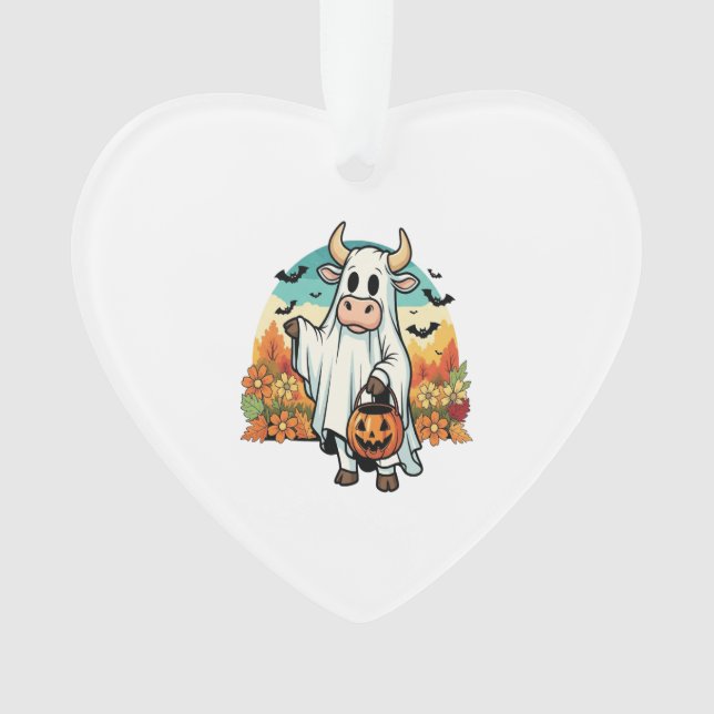 Funny Halloween Ghost Cow Ornament (Vorderseite)