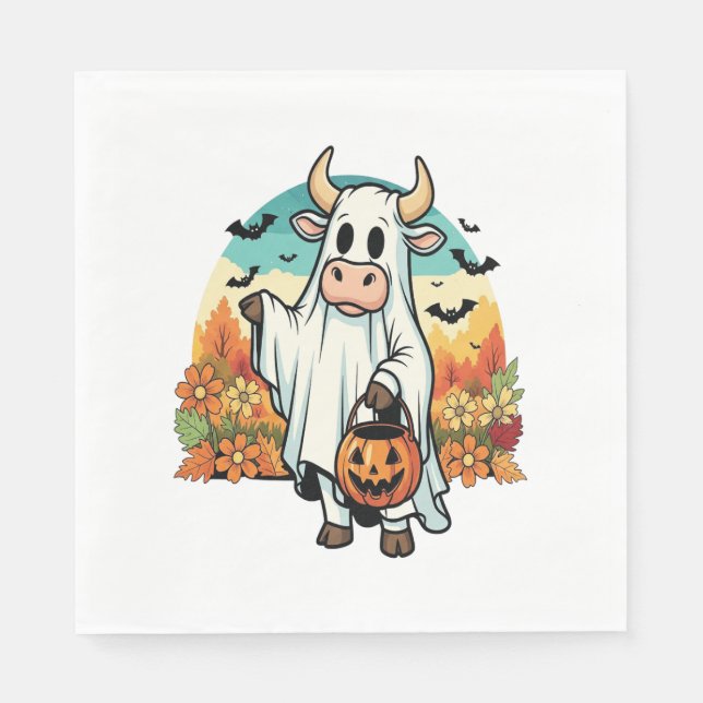 Funny Halloween Ghost Cow Serviette (Vorderseite)