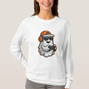 Funny Halloween Ghost Gamer Pixel Video T-Shirt