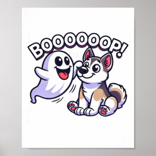 Funny Halloween Ghost Husky Dog Boop Albern Puppy Poster
