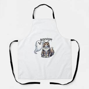 Funny Halloween Ghost Maine Coon Cat Boop Easy Laz Schürze