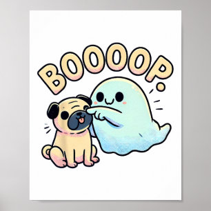 Funny Halloween Ghost Mops Boop Alberner Welpe Hum Poster