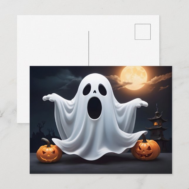 Funny Halloween Ghost Postkarte (Vorne/Hinten)