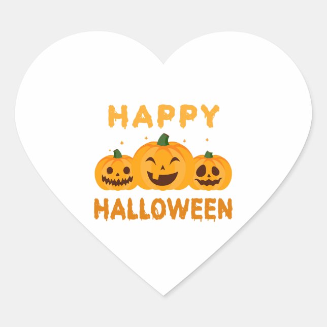 Funny Halloween Happy Halloween Pumpkins Herz-Aufkleber (Vorderseite)