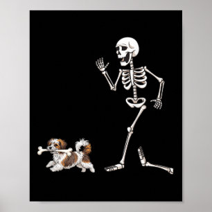 Funny Halloween Havanese and Skeleton Poster