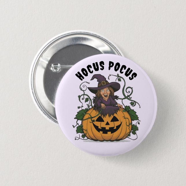 Funny Halloween Hexe Button (Vorne & Hinten)