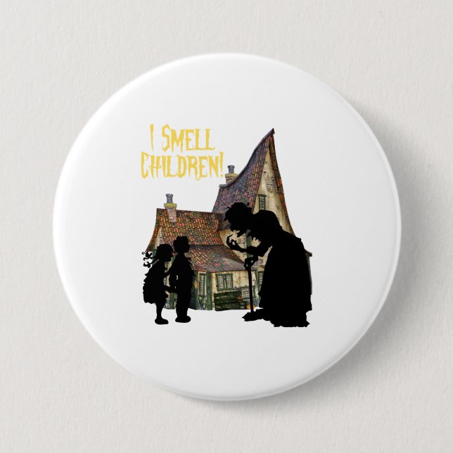 Funny Halloween Hexe I Riech Kinder Button (Vorderseite)