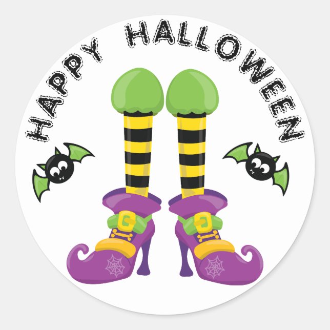 Funny Halloween Hexenfüße Runder Aufkleber (Vorderseite)