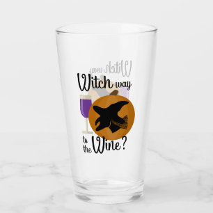 Funny Halloween Hexenweg zum Weinkeller Glas