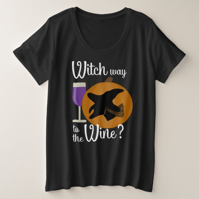 Funny Halloween Hexenweg zum Weinkeller Große Größe T-Shirt (Design vorne)