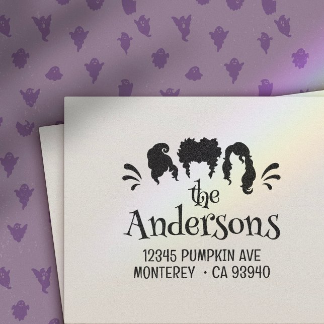 Funny Halloween Hocus Pocus Sisters Rücksendeadres Permastempel (Von Creator hochgeladen)