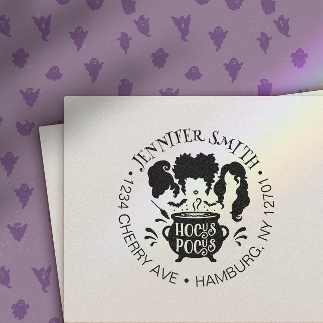 Funny Halloween Hocus Pocus Sisters Rücksendeadres Permastempel (Von Creator hochgeladen)