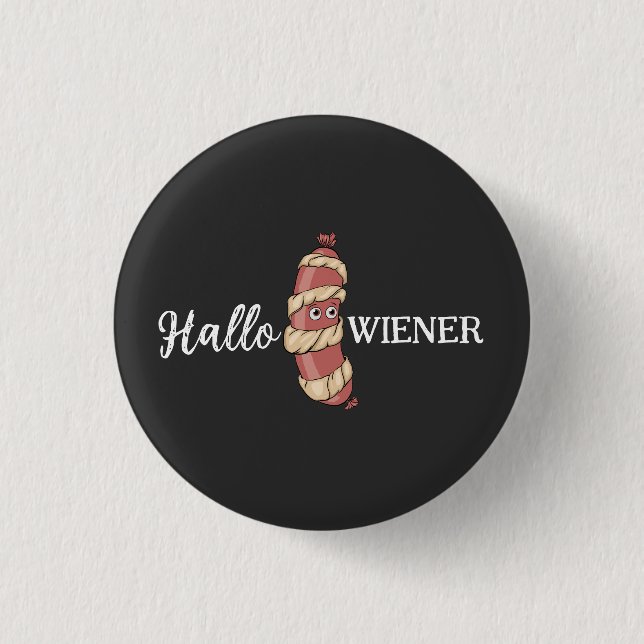 Funny Halloween Hotdog Mummy Hallowiener Puff Button (Vorderseite)