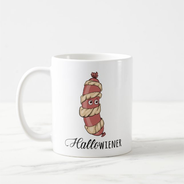 Funny Halloween Hotdog Mummy Hallowiener Puff Kaffeetasse (Links)