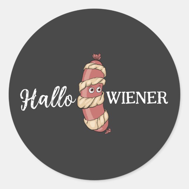 Funny Halloween Hotdog Mummy Hallowiener Puff Runder Aufkleber (Vorderseite)