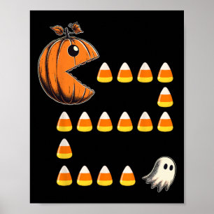 Funny Halloween Kürbislaterne Pumpkin Eating Cold Poster
