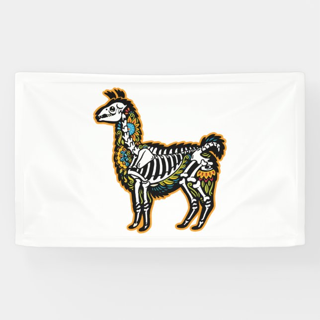 Funny Halloween Llama Skeleton Graphic - Banner (Horizontal)