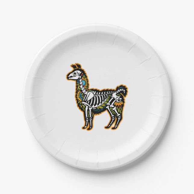 Funny Halloween Llama Skeleton Graphic - Pappteller (Vorderseite)