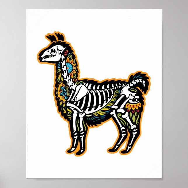 Funny Halloween Llama Skeleton Graphic - Poster (Vorne)