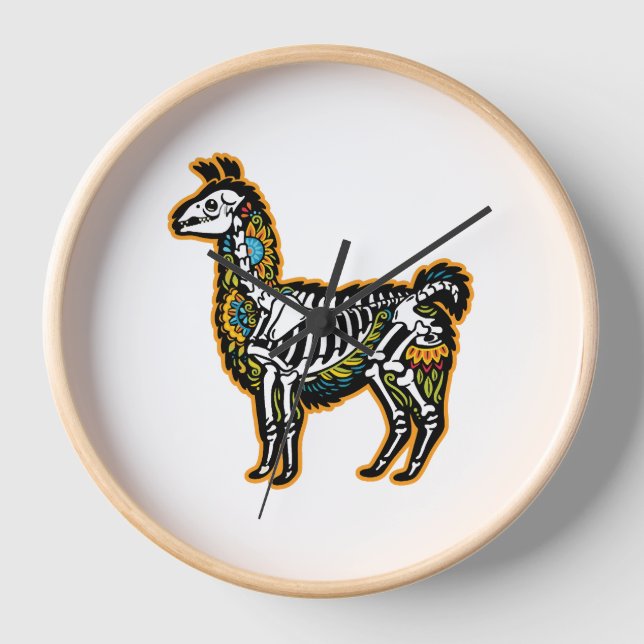 Funny Halloween Llama Skeleton Graphic - Uhr (Vorderseite)