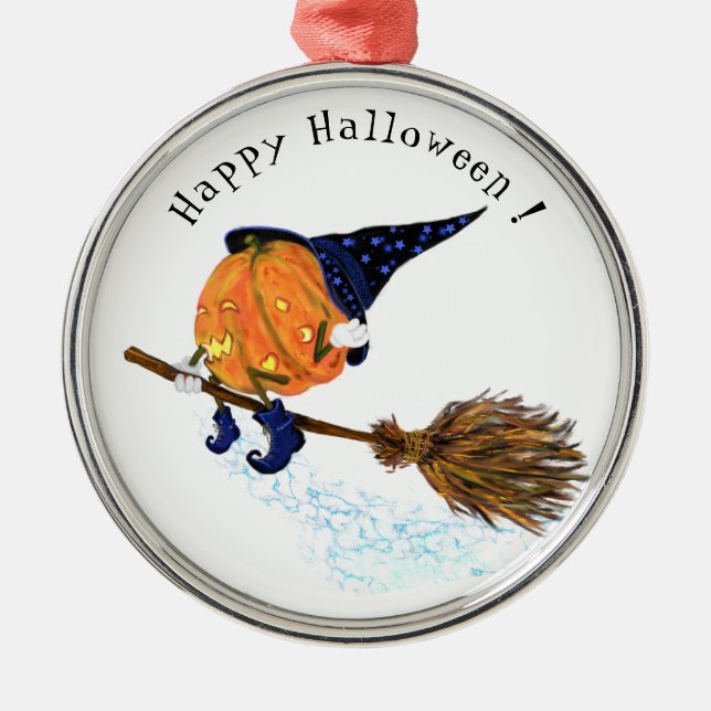Funny Halloween Metal Ornament Hexenkürbis Aus Metall (Vorne)