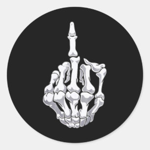 Funny Halloween Middle Finger Skeleton Hand Skull Runder Aufkleber