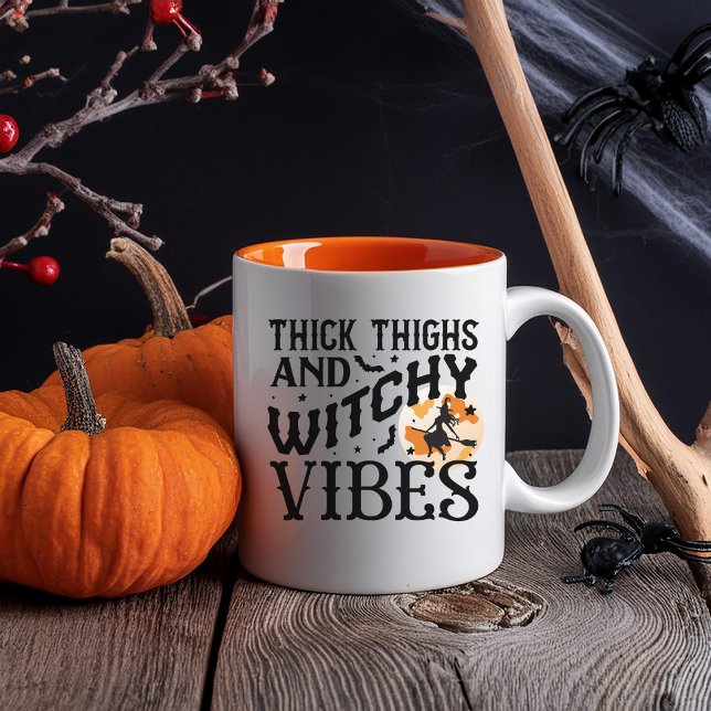 Funny Halloween Mug With Black Witch & Full Moon (Créateur téléchargé)