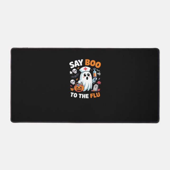 Funny Halloween Nurse Ghost T - Shirt - "Say Boo t Schreibtischunterlage (Vorderseite)