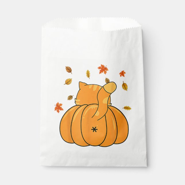 Funny Halloween Orange Pumpkin Kat Hintern für Kat Geschenktütchen (Vorderseite)