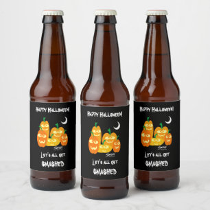 Funny Halloween Party Betrunken Pumpkins Bierflaschenetikett