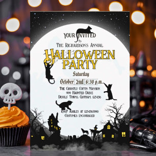 Funny Halloween Party Black und White Einladung