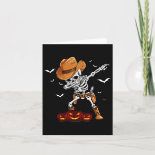 Funny Halloween Party Dabbing Skeleton Cowboy Boys Karte