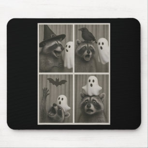 Funny Halloween Party Raccoon Foto Cabin Design Mousepad