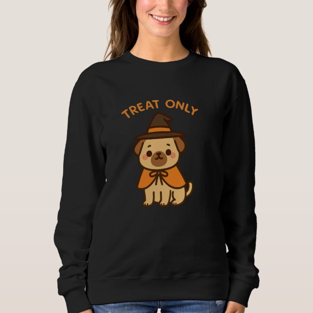 Funny Halloween Pug Witch Women's Sweatshirt (Vorderseite)