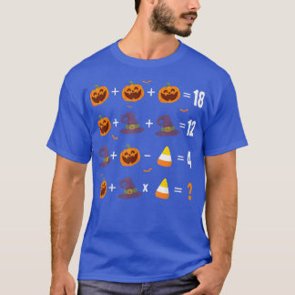 Funny Halloween Quiz Math Teacher Pumpkin Candy W T-Shirt