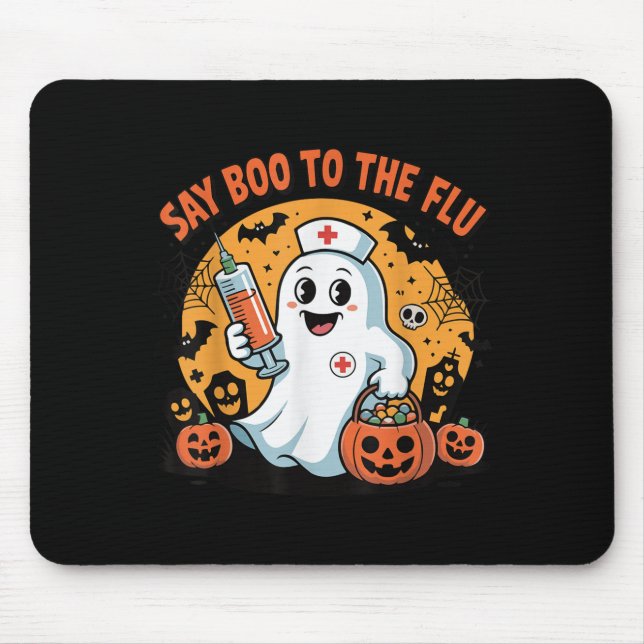 Funny Halloween Quote Say Boo To The Flu Cool Vacc Mousepad (Vorne)