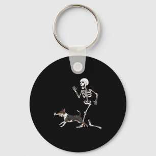 Funny Halloween Rat Terrier and Skeleton Schlüsselanhänger