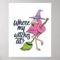 Funny Halloween rosa Flamingo, wo meine Hexen auf