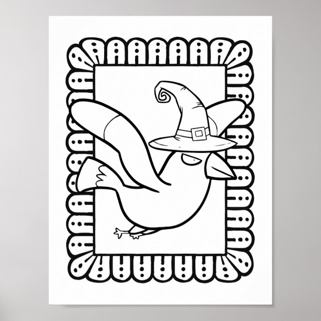 Funny Halloween Seagull Coloring Page Poster (Vorne)