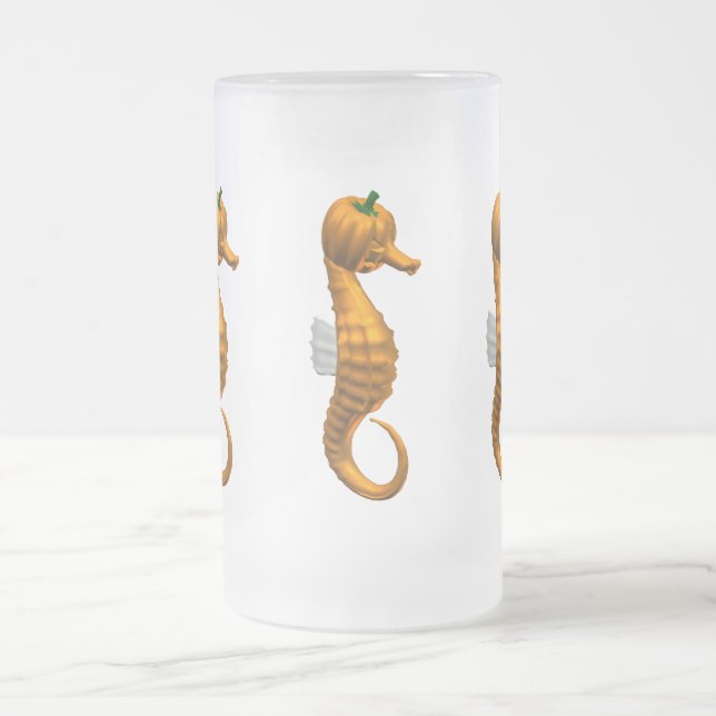 Funny Halloween Seepferd Mattglas Bierglas (Mittel)