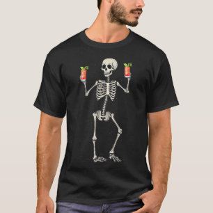 Funny Halloween Skeleton Drink Bloody Mary Schwanz T-Shirt