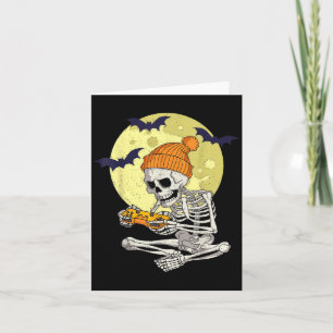 Funny Halloween Skeleton Gamer Video Games Boys Me Karte