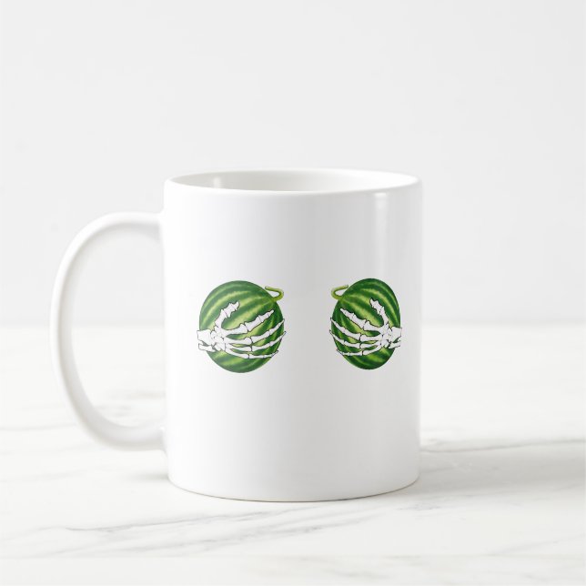 Funny Halloween Skeleton Hands Holding Melons Kaffeetasse (Links)