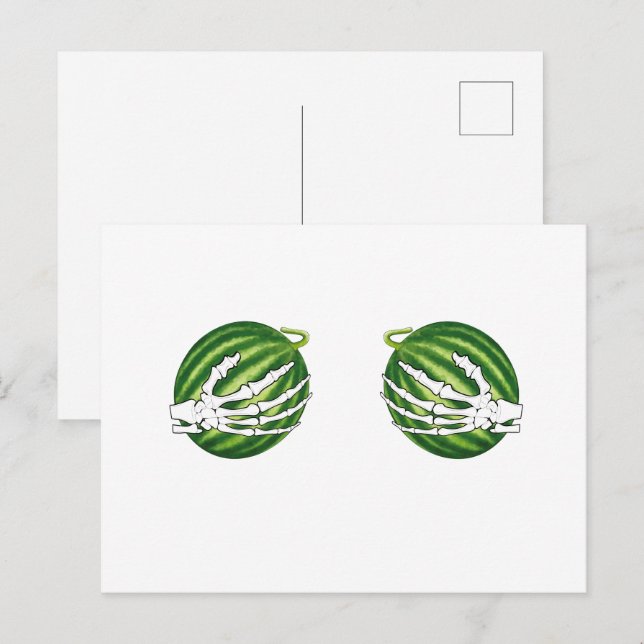 Funny Halloween Skeleton Hands Holding Melons Postkarte (Vorne/Hinten)