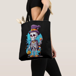 Funny Halloween Skeleton mit Top Hat Tasche