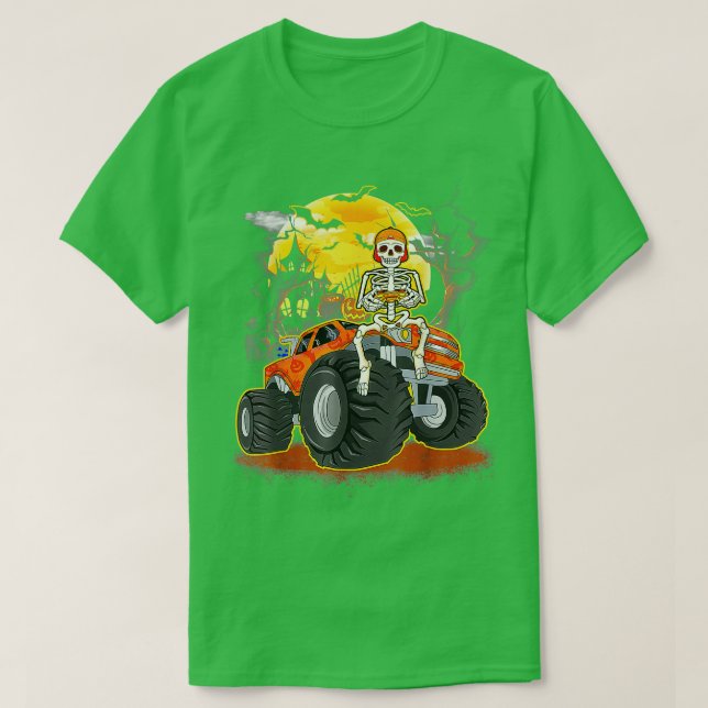 Funny Halloween Skeleton Monster Truck Kids Boys T T-Shirt (Design vorne)