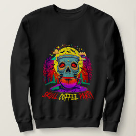 Funny Halloween Skull-Kaffee Addict Party Sweatshirt