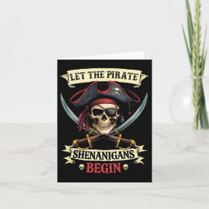 Funny Halloween Skull Ließ The Pirate Shenanigans Karte
