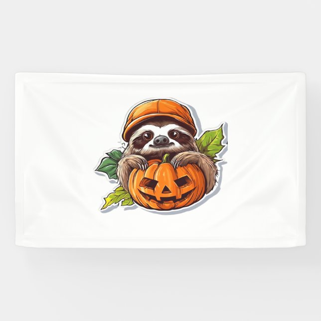 Funny Halloween Sloth Sticker Klassischer T - Shir Banner (Horizontal)